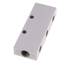 2xG 3/8'' x 6xG 1/4'' Aluminium Verdeelblok Dubbelzijdig 16 Bar