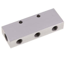 2xG 3/8'' x 6xG 1/4'' Aluminium Verdeelblok Dubbelzijdig 16 Bar