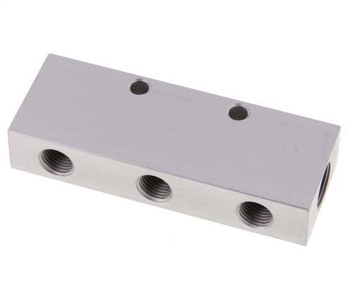 2xG 3/8'' x 6xG 1/4'' Aluminium Verdeelblok Dubbelzijdig 16 Bar