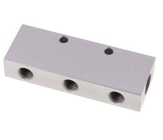 2xG 3/8'' x 6xG 1/4'' Aluminium Verdeelblok Dubbelzijdig 16 Bar