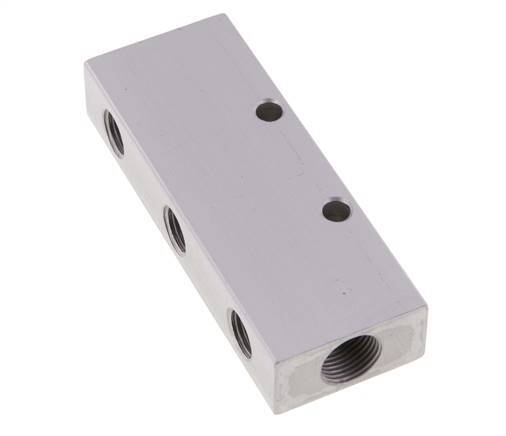 2xG 3/8'' x 6xG 1/4'' Aluminium Verdeelblok Dubbelzijdig 16 Bar