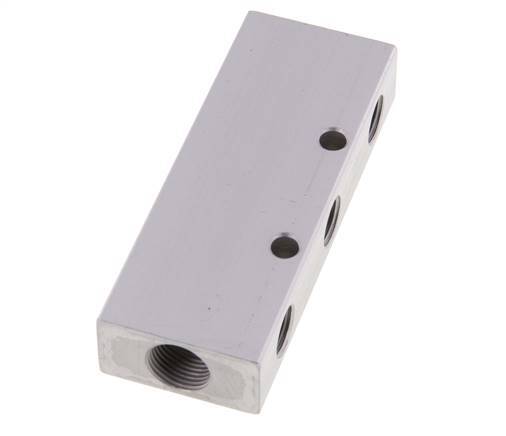 2xG 3/8'' x 6xG 1/4'' Aluminium Verdeelblok Dubbelzijdig 16 Bar