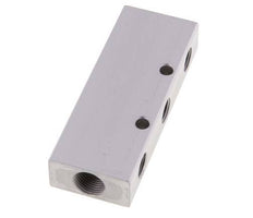 2xG 3/8'' x 6xG 1/4'' Aluminium Verdeelblok Dubbelzijdig 16 Bar