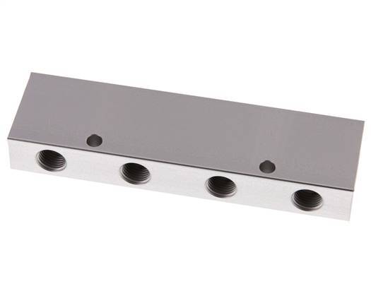 2xG 3/8'' x 8xG 1/4'' Aluminium Verdeelblok Dubbelzijdig 16 Bar