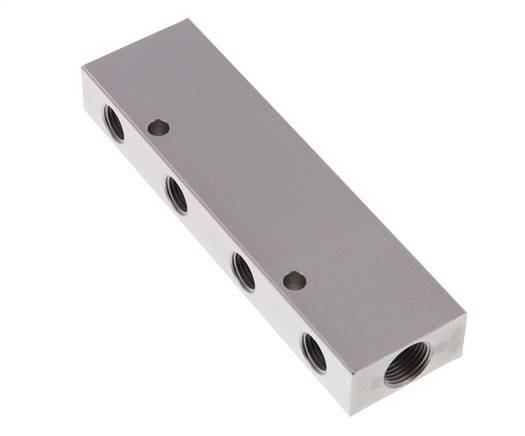 2xG 3/8'' x 8xG 1/4'' Aluminium Verdeelblok Dubbelzijdig 16 Bar