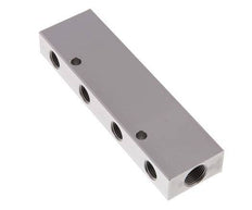 2xG 3/8'' x 8xG 1/4'' Aluminium Verdeelblok Dubbelzijdig 16 Bar