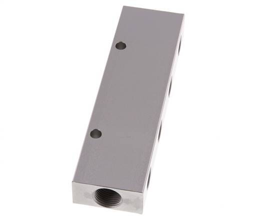 2xG 3/8'' x 8xG 1/4'' Aluminium Verdeelblok Dubbelzijdig 16 Bar