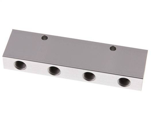 2xG 3/8'' x 8xG 1/4'' Aluminium Verdeelblok Dubbelzijdig 16 Bar
