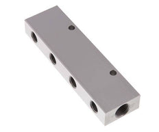 2xG 3/8'' x 8xG 1/4'' Aluminium Verdeelblok Dubbelzijdig 16 Bar
