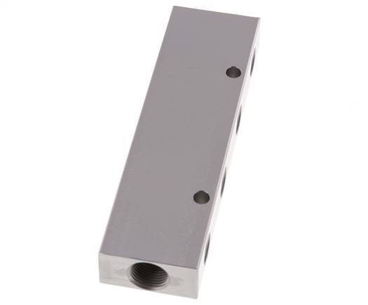 2xG 3/8'' x 8xG 1/4'' Aluminium Verdeelblok Dubbelzijdig 16 Bar
