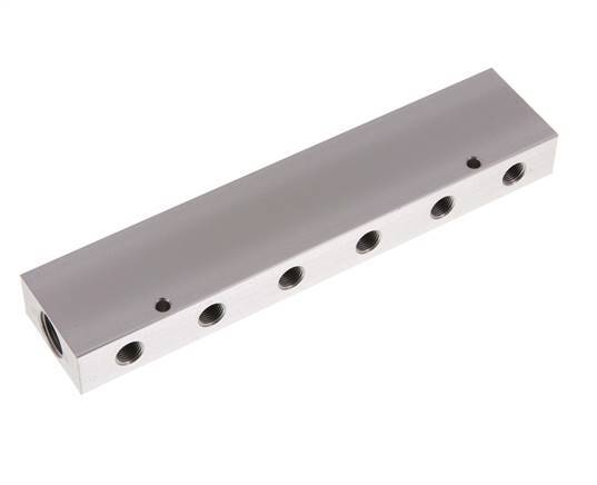 2xG 3/8'' x 12xG 1/8'' Aluminium Verdeelblok Dubbelzijdig 16 Bar