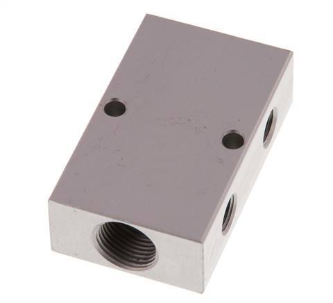 2xG 3/8'' x 2xG 1/8'' Aluminium Verdeelblok Eenzijdig 16 Bar