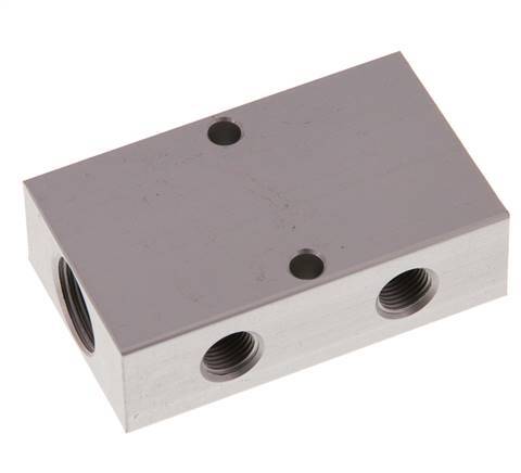 2xG 3/8'' x 2xG 1/8'' Aluminium Verdeelblok Eenzijdig 16 Bar