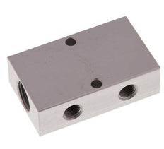 2xG 3/8'' x 2xG 1/8'' Aluminium Verdeelblok Eenzijdig 16 Bar