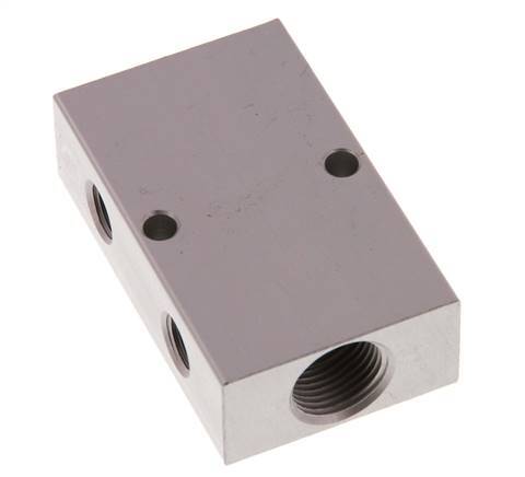 2xG 3/8'' x 2xG 1/8'' Aluminium Verdeelblok Eenzijdig 16 Bar