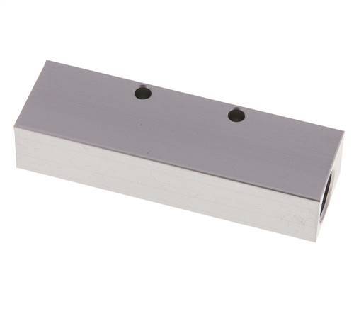 2xG 3/8'' x 3xG 1/8'' Aluminium Verdeelblok Eenzijdig 16 Bar