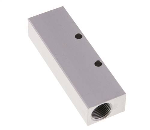 2xG 3/8'' x 3xG 1/8'' Aluminium Verdeelblok Eenzijdig 16 Bar