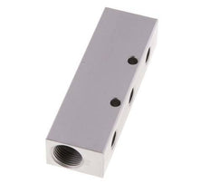 2xG 3/8'' x 3xG 1/8'' Aluminium Verdeelblok Eenzijdig 16 Bar