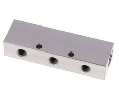 2xG 3/8'' x 3xG 1/8'' Aluminium Verdeelblok Eenzijdig 16 Bar