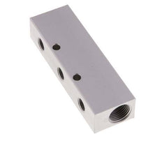 2xG 3/8'' x 3xG 1/8'' Aluminium Verdeelblok Eenzijdig 16 Bar