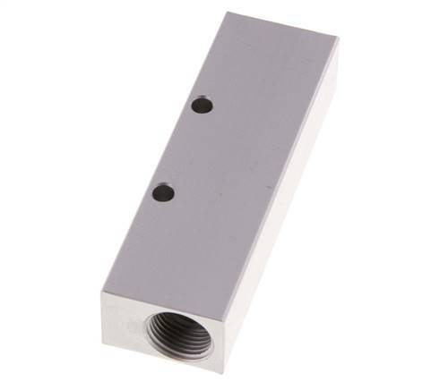 2xG 3/8'' x 3xG 1/8'' Aluminium Verdeelblok Eenzijdig 16 Bar