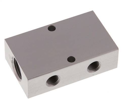 2xG 3/8'' x 4xG 1/8'' Aluminium Verdeelblok Dubbelzijdig 16 Bar