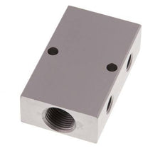 2xG 3/8'' x 4xG 1/8'' Aluminium Verdeelblok Dubbelzijdig 16 Bar