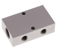 2xG 3/8'' x 4xG 1/8'' Aluminium Verdeelblok Dubbelzijdig 16 Bar