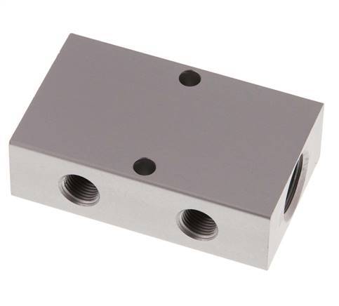 2xG 3/8'' x 4xG 1/8'' Aluminium Verdeelblok Dubbelzijdig 16 Bar