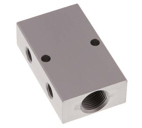 2xG 3/8'' x 4xG 1/8'' Aluminium Verdeelblok Dubbelzijdig 16 Bar