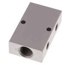 2xG 3/8'' x 4xG 1/8'' Aluminium Verdeelblok Dubbelzijdig 16 Bar