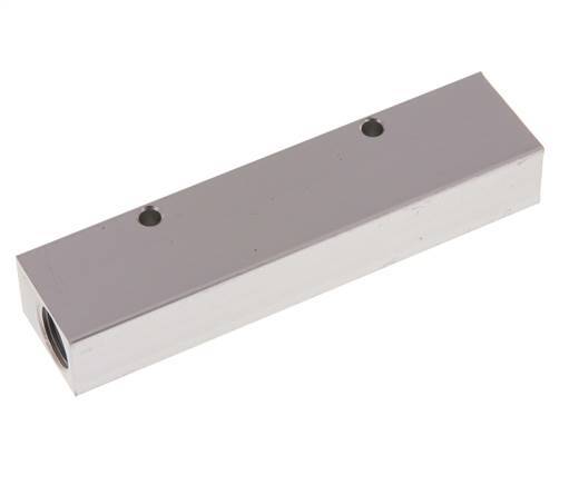 2xG 3/8'' x 4xG 1/8'' Aluminium Verdeelblok Eenzijdig 16 Bar