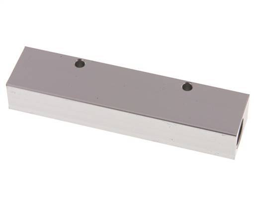 2xG 3/8'' x 4xG 1/8'' Aluminium Verdeelblok Eenzijdig 16 Bar