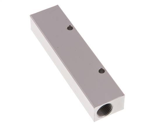 2xG 3/8'' x 4xG 1/8'' Aluminium Verdeelblok Eenzijdig 16 Bar
