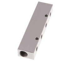 2xG 3/8'' x 4xG 1/8'' Aluminium Verdeelblok Eenzijdig 16 Bar