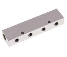 2xG 3/8'' x 4xG 1/8'' Aluminium Verdeelblok Eenzijdig 16 Bar