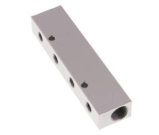 2xG 3/8'' x 4xG 1/8'' Aluminium Verdeelblok Eenzijdig 16 Bar