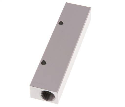 2xG 3/8'' x 4xG 1/8'' Aluminium Verdeelblok Eenzijdig 16 Bar