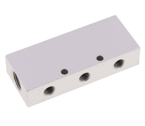 2xG 3/8'' x 6xG 1/8'' Aluminium Verdeelblok Dubbelzijdig 16 Bar