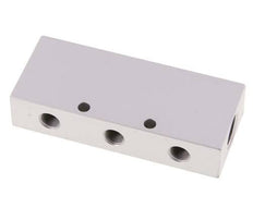 2xG 3/8'' x 6xG 1/8'' Aluminium Verdeelblok Dubbelzijdig 16 Bar