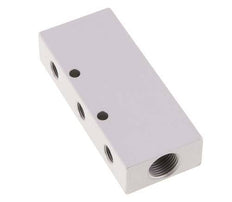 2xG 3/8'' x 6xG 1/8'' Aluminium Verdeelblok Dubbelzijdig 16 Bar