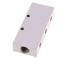 2xG 3/8'' x 6xG 1/8'' Aluminium Verdeelblok Dubbelzijdig 16 Bar