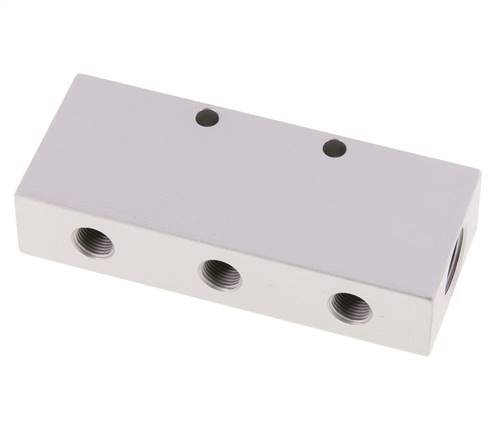 2xG 3/8'' x 6xG 1/8'' Aluminium Verdeelblok Dubbelzijdig 16 Bar