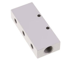 2xG 3/8'' x 6xG 1/8'' Aluminium Verdeelblok Dubbelzijdig 16 Bar