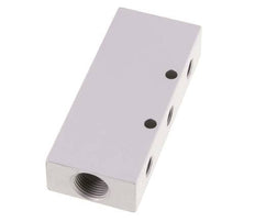 2xG 3/8'' x 6xG 1/8'' Aluminium Verdeelblok Dubbelzijdig 16 Bar