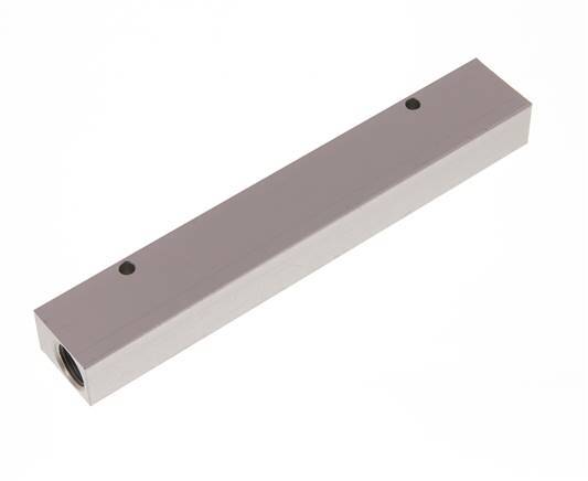 2xG 3/8'' x 6xG 1/8'' Aluminium Verdeelblok Eenzijdig 16 Bar