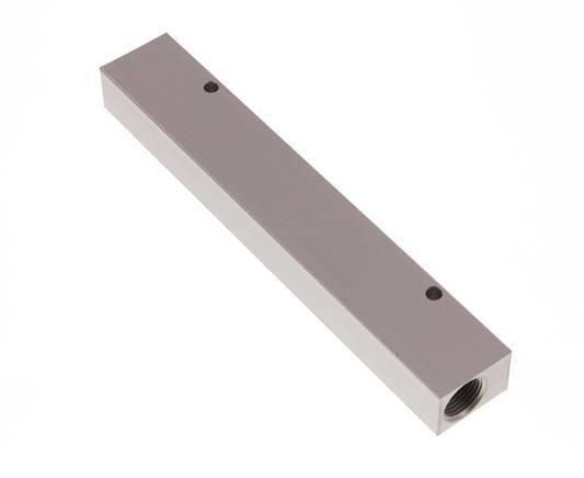 2xG 3/8'' x 6xG 1/8'' Aluminium Verdeelblok Eenzijdig 16 Bar