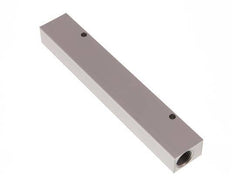 2xG 3/8'' x 6xG 1/8'' Aluminium Verdeelblok Eenzijdig 16 Bar