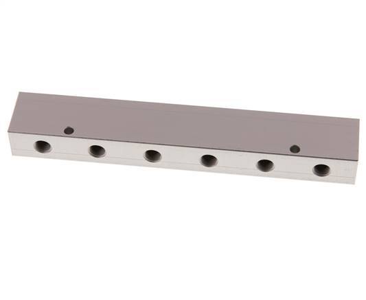 2xG 3/8'' x 6xG 1/8'' Aluminium Verdeelblok Eenzijdig 16 Bar