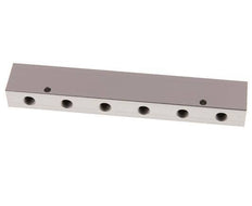2xG 3/8'' x 6xG 1/8'' Aluminium Verdeelblok Eenzijdig 16 Bar